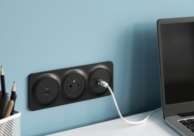 Double prise USB-A+C Jacobsen Kennet blanc complet