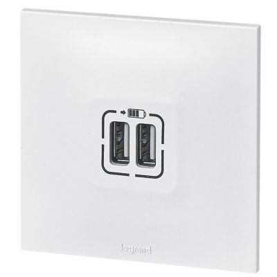 Double prise USB Legrand Neptune Blanc mat