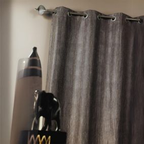 Double Rideau ameublement faux uni (140x260 cm - Marron chocolat)