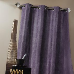 Double Rideau ameublement faux uni (140x260 cm - Prune)