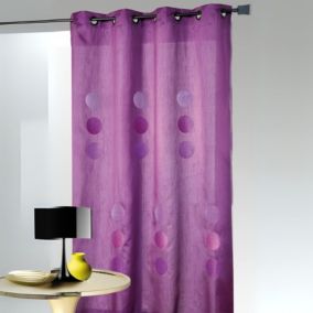 Double Rideau taffetas shantung 'gros pois' (140x260 cm - Prune)