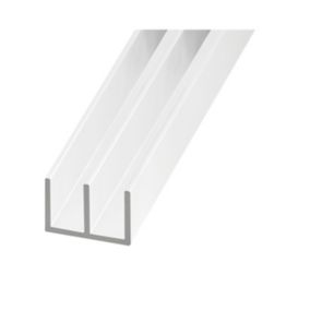 Double U en aluminium blanc 10,5 x 7,5 x 21 mm, 2 m