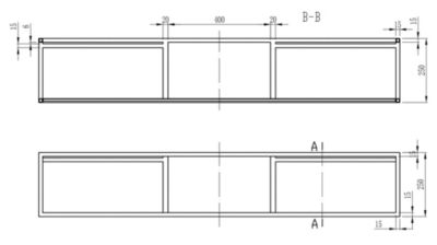 Double Vasque murale fonte minérale Blanc mat avec bonde + console salle de bain noire mat (111x45x25cm), 111x45x12 cm, BA8014