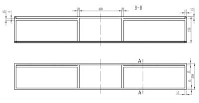 Double Vasque murale fonte minérale Blanc mat avec bonde + console salle de bain noire mat (163x45x25cm), 163x45x12 cm, BA8016