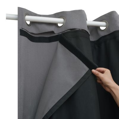 Doublure de rideau occultante à crochets effet tissé Caldu noir satin l.135 x H.245cm GoodHome