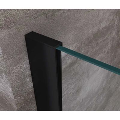 Douche à 3 côtés avec 2 parois fixes + 1 porte battante frontale8mm H200 en noir, 80(78-80) FIXE+PORTE 90(88-91)