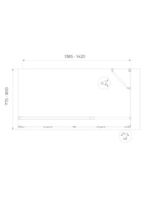 Douche angulaire avec ouverture vers l'intérieur pliante et paroi fixe latérale réversible - 77,5 - 80 Fixe x Porte 138,5 - 142