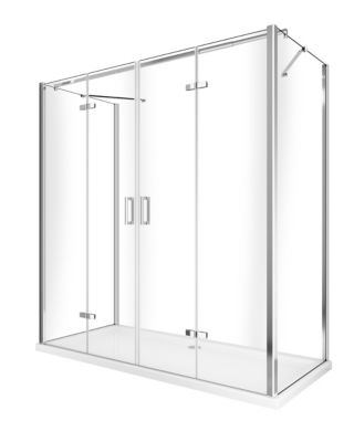 Douche avec ouverture vers l'intérieur pliante et 2 parois fixes latérales - 65-67,5 Fixes x Porte 128,5-132