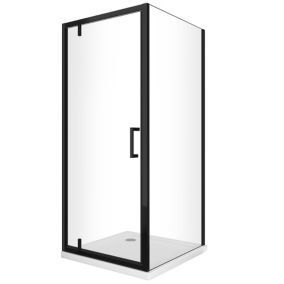 Douche avec paroi fixe et porte roto-translante 8 mm H200 noir mat 100 (98-100) FIXE x PORTE 100 (97-100)