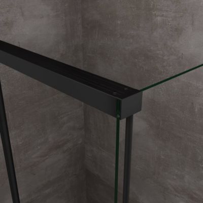 Douche d'angle avec paroi fixe et frontale avec fermeture douce amortie cadre noir mat Cm 120 (118-120) x 160 (157-160)