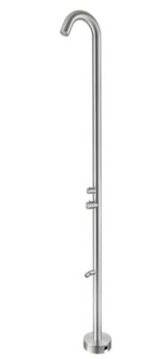Douche d'extérieur en acier inoxydable 316L, eau chaude et froide, compatible tuyau arrosage, finition brossée (TS1002)