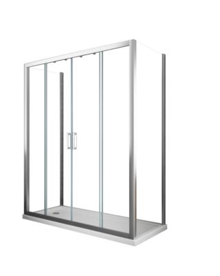 Douche de 6 mm avec deux parois fixes et une overture coulissante H.190 - 72,5-75 fixes x 133-138 overture centrale