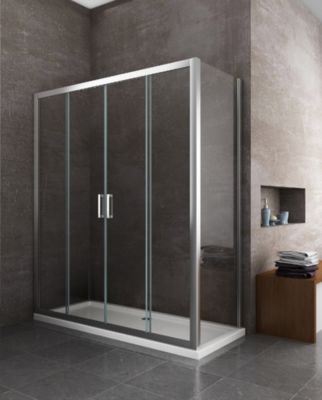 Douche de 6 mm avec un mur fixe et portes ouverture centrale H.190 receveur de douche 65-67,5 fixe x 203-208 ouverture centrale
