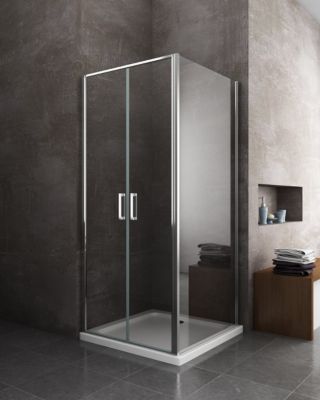 Douche de 6 mm avec un paroi fixe laterale et porte type saloon - 65-67,5 fixe x 67-70 saloon