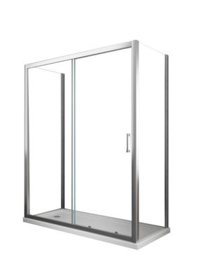 Douche de 6 mmavec 2 parois fixes et 1 porte coulissante - 65-67,5 fixes x 165-170 coulissante