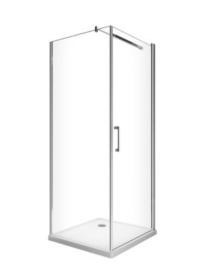Douche de 8 mm avec porte à battant et paroi fixe lateraleH.200 -67-69 porte x 68,5-70,5 fixe