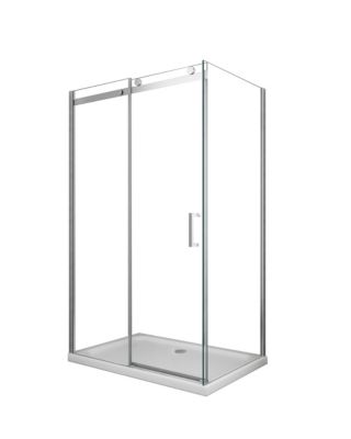 Douche de 8 mm H.190 avec un paroi fixe et une porte coulissante - 80 fixe x 100 coulissante