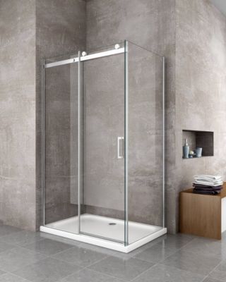 Douche de 8 mm H.190 avec un paroi fixe et une porte coulissante - 80 fixe x 100 coulissante