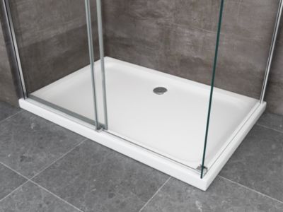 Douche de 8 mm H.190 avec un paroi fixe et une porte coulissante - 80 fixe x 100 coulissante