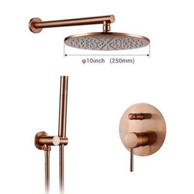 Douche encastrée au mur rond 25cm cuivre rosé