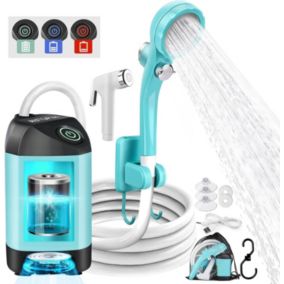 Douche Extérieur Portable Bleu - Douche Camping Améliorée avec Batterie Rechargeable 4500mAh + Pompe IPX7 Imperméable