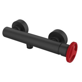 Douche Mitigeur Lavabo Robinet D'evier Finition Noire Poignee Rouge Industriel