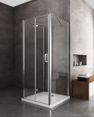 Douche pliante avec ouverture vers l'interieur et deux parois fixes H. 190 - 72,5-75 Fixe - 82,5-85 Porte