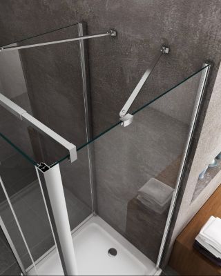 Douche pliante avec ouverture vers l'interieur et deux parois fixes H. 190 - 72,5-75 Fixe - 82,5-85 Porte