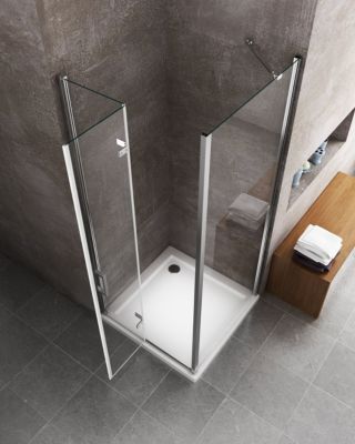 Douche pliante avec ouverture vers l'interieur et un paroi fixe H. 190 - 62,5-65 Fixe - 77,5-80 Porte