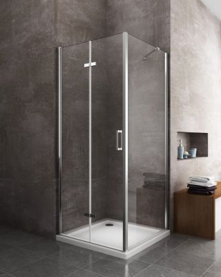 Douche pliante avec ouverture vers l'interieur et un paroi fixe H. 190 - 62,5-65 Fixe - 77,5-80 Porte