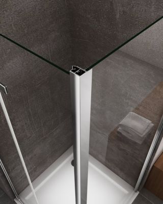 Douche pliante avec ouverture vers l'interieur et un paroi fixe H. 190 - 62,5-65 Fixe - 77,5-80 Porte