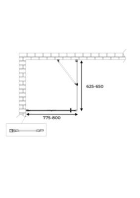 Douche pliante avec ouverture vers l'interieur et un paroi fixe H. 190 - 62,5-65 Fixe - 77,5-80 Porte