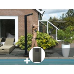 Douche solaire 35 L Solaris Premium LED + Plancher solaire Anthracite - Ubbink