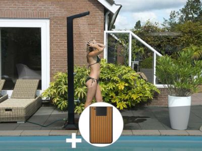 Douche solaire 35 L Solaris Premium LED + Plancher solaire Bois Teck - Ubbink