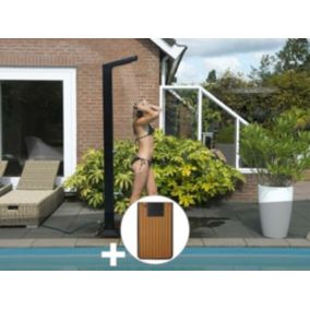 Douche solaire 35 L Solaris Premium LED + Plancher solaire Bois Teck - Ubbink