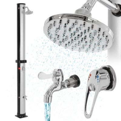 Douche solaire 35l avec douche de pied et pommeau de douche 217,5 cm argent/noir