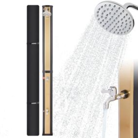 Douche Solaire 35L avec Thermomètre Integre + Douche de Pied + Pommeau Douche Rond + Materiel Montage Housse de Protection Inclus