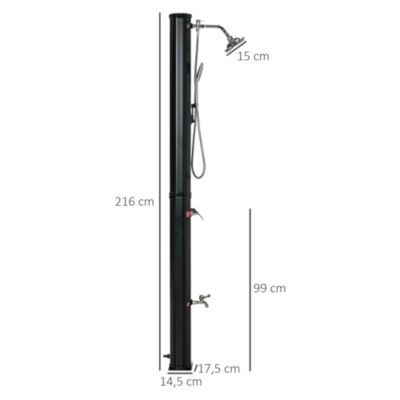 Douche solaire d'extérieur réservoir 35L pression max. 3,5 bar noir