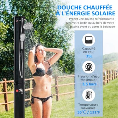 Douche solaire d'extérieur réservoir 35L pression max. 3,5 bar noir