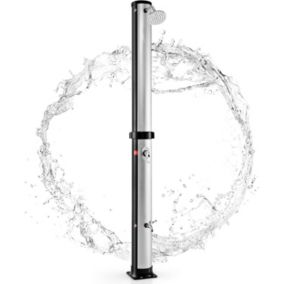 Douche Solaire de 217CM 38L avec Temperature et Pression Reglables Douche Exterieur Argent