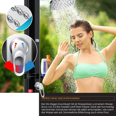 Douche Solaire de Jardin 35l avec Capot de Protection + Eau Chaude max. 60C