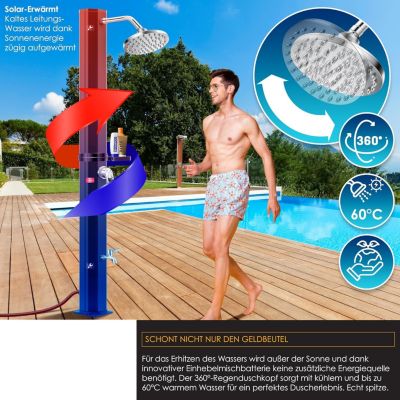 Douche Solaire de Jardin 35l avec Capot de Protection + Eau Chaude max. 60C