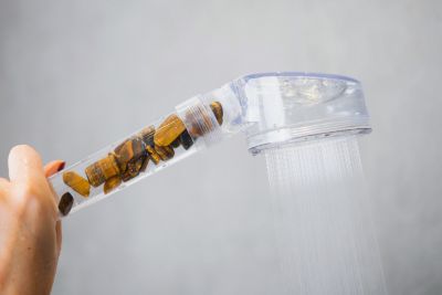 Douchette 1 jet Œil de tigre 8 cm 7ChakrasShower Change your life