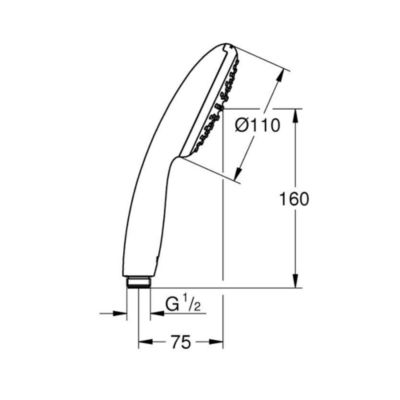 Douchette 1 jet Vitalio Start GROHE 110 avec flexible 150 et support rond