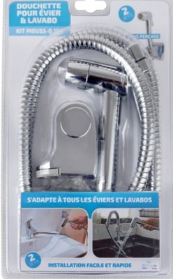 Douchette 2 jets chromée pour robinet de lavabo et évier, MTK Mouss-O Jet