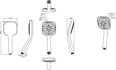 Douchette 3 jets chromé/blanc GoodHome Teesta
