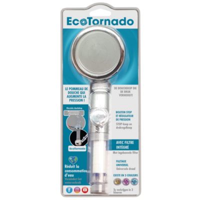 Douchette à hélice avec filtre 1 jet chrome Ø7,5 cm Best Of TV Eco Tornado
