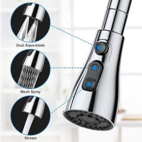 Douchette Evier Cuisine Robinet 360 Degres, 3 Modes Embout Robinet Cuisine avec Aerateur