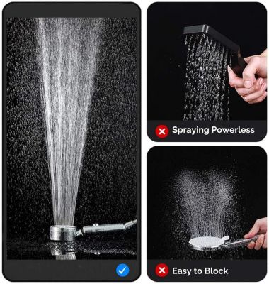 Douchette haute pression économe en eau et antitartre, système de filtration à trois niveaux, 3 éléments filtrants remplaçables