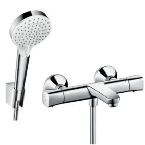 Douchette à main HANSGROHE Crometta + Mitigeur thermostatique bain douche Ecostat